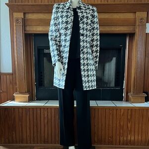 Boss Babe Houndstooth Longline Belted Wide Leg Pantsuit Le Suit Size 10